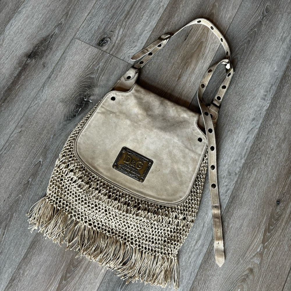 Dolce & Gabbana Crossbody, suede and crochet bag